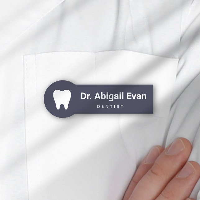 Modern Tooth Icon Professional Orthodontist Name Tag (Modern Tooth Icon Professional Orthodontist Name Tag)