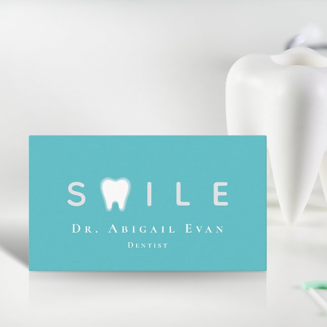 Modern Tooth Professional Light Teal Orthodontist Business Card (Modern Tooth Professional Light Teal Orthodontist Business Card)