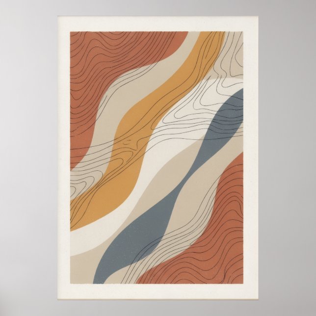 Modern Topographic Line Abstract Art Poster (Front)