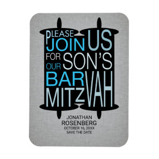 Modern Torah Grey Bar Mitzvah Save the Date Magnet