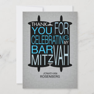 Modern Torah Thank You Grey and Blue Card