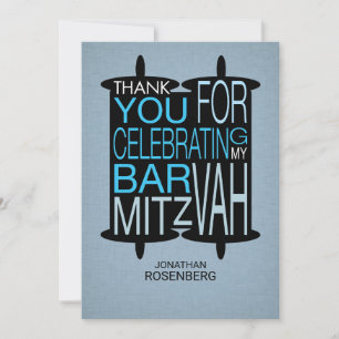 Modern Torah Thank You Grey and Blue Card