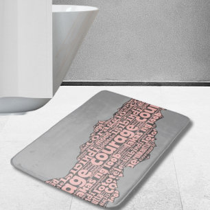 Modern Torn Grey & Pink Courage Typography Bath Mat