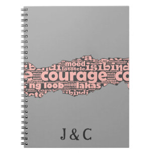 Modern Torn Grey & Pink Courage Typography Notebook