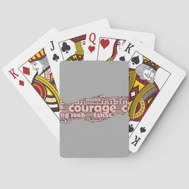 Modern Torn Grey & Pink Courage Typography Playing Cards (Back)