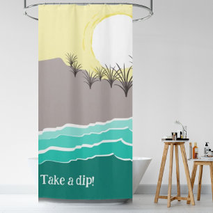 Modern Torn Sunset Beach Shell - Take A Dip! Shower Curtain