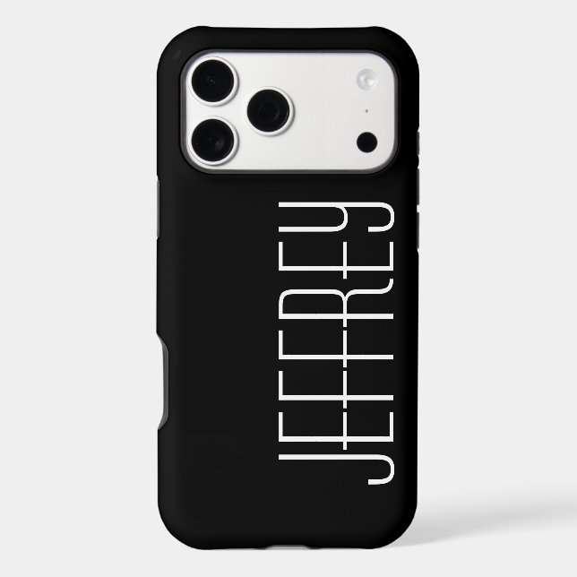 Modern Tough Personalised Black with White Text (Back)