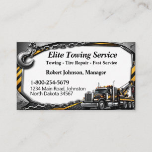 Modern Tow Truck Roadside Assistance Business Card