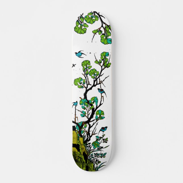 Modern Traditional Chinese Nature Scene Graphic Skateboard (Front)