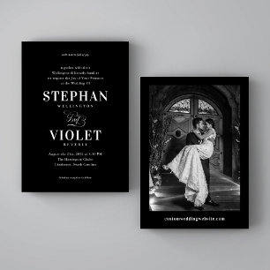 Modern Traditional Formal Black Wedding Invitation