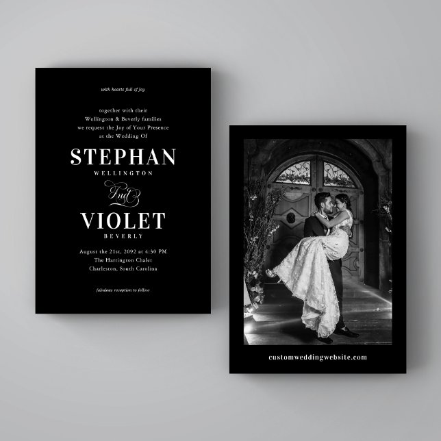 Modern Traditional Formal Black Wedding Invitation (Creator Uploaded)