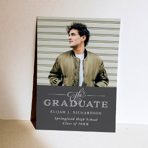 Modern Traditional Grey   Photo Grad Party Invitation