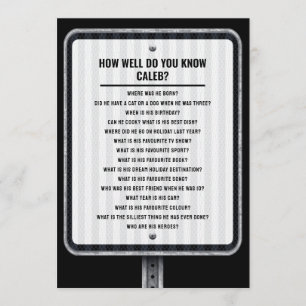 Modern traffic sign quiz party game invitation