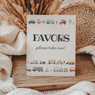 Modern transportation birthday favor sign