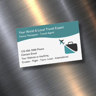 Modern Travel Consultant Agent Broker Magnetic Business Card