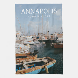 Modern Travel Destination Photo Keepsake Tea Towel