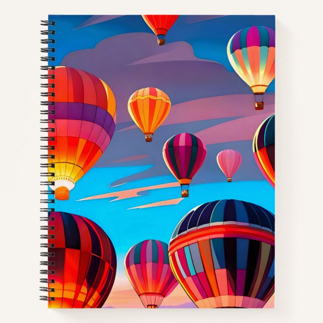 Modern Travel Hot Air Balloon Sky Festival Notebook (Front)