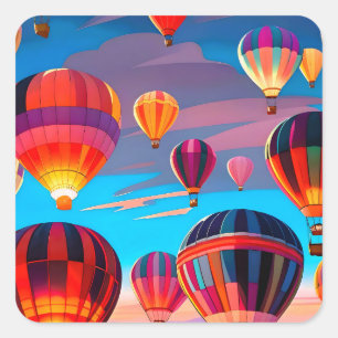 Modern Travel Hot Air Balloon Sky Festival Square Sticker