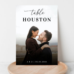 Modern Travel Theme Destination Name Photo Wedding Table Number