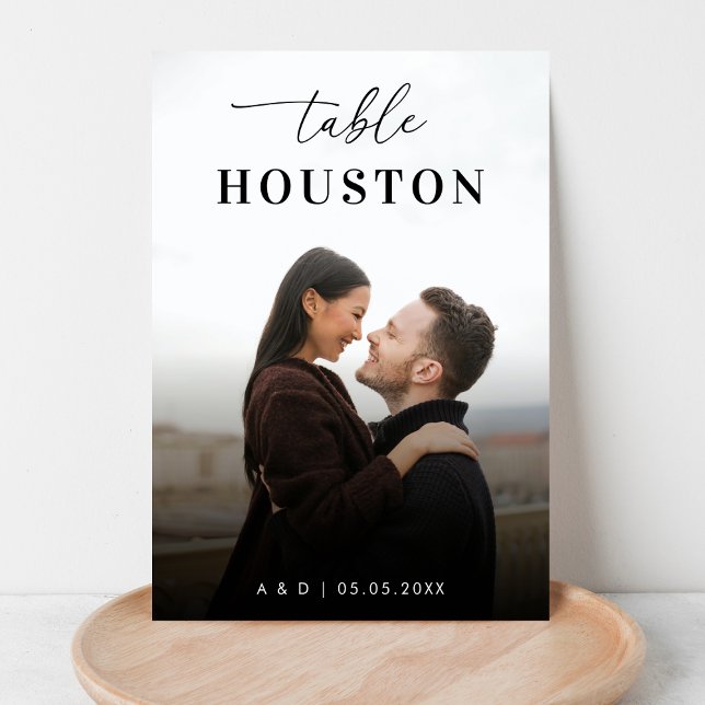 Modern Travel Theme Destination Name Photo Wedding Table Number (Creator Uploaded)