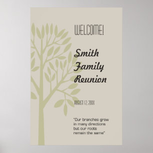 Modern Tree Family Reunion Welcome Sign