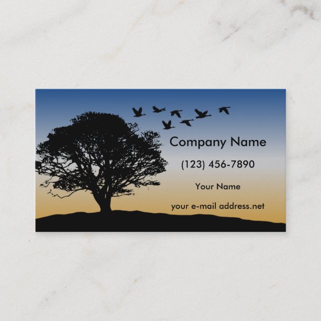 Modern Tree Flying Geese Sunset Business Card (Front)