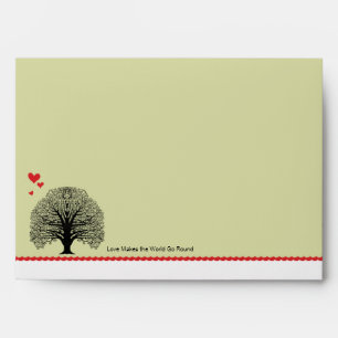 Modern Tree Hearts Wedding Invitation Envelopes