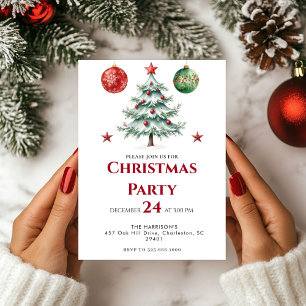 Modern Tree Holiday Christmas Dinner Invitation