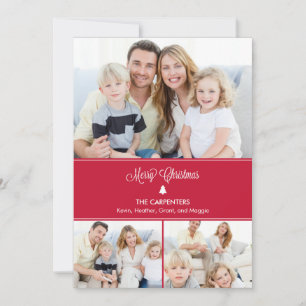 Modern Tree Holiday Photo Card - Red