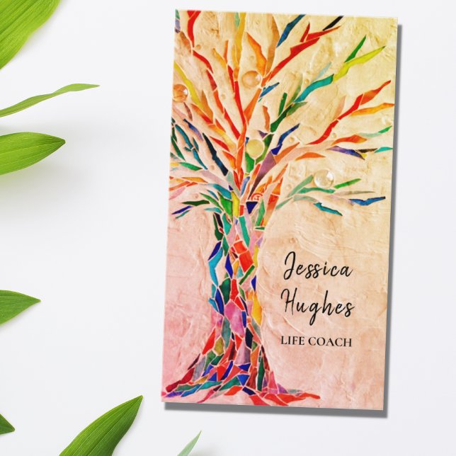 Modern Tree Life Coach Beige Business Card (Creator Uploaded)