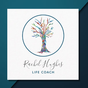 Modern Tree Life Coach Square Business Card