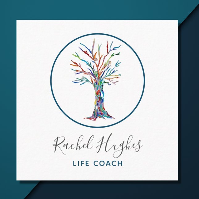 Modern Tree Life Coach Square Business Card (Creator Uploaded)