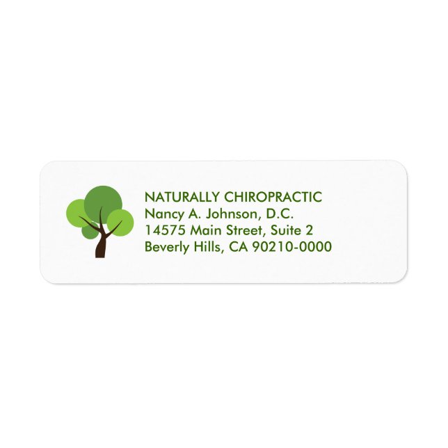 Modern Tree Logo Chiropractic Avery Labels (Front)