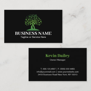 Modern Tree Logo Green Garden Services Business Card