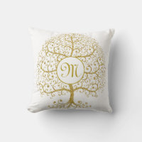 Modern Tree of Life Monogram Gold