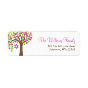 Modern Tree of Life Pink Green Bat Mitzvah