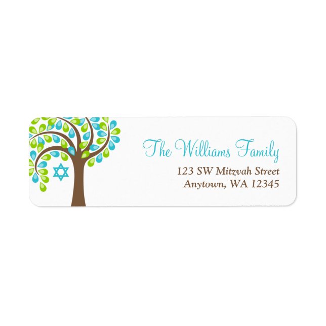 Modern Tree of Life Teal Blue Green Bat Mitzvah (Front)