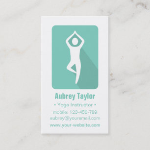 Modern Tree Pose Logo Yoga Business Cards