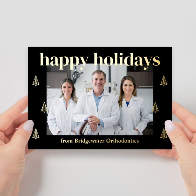 Modern Trees FOIL Business Holiday Card (Creator Uploaded)
