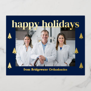 Modern Trees FOIL Business Holiday Postcard