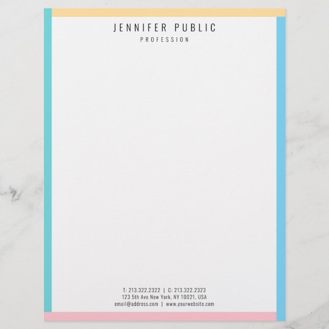 Modern Trend Colours Elegant Colourful Template Custom Letterhead (Front)