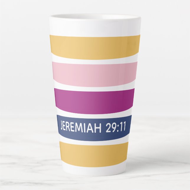Modern Trending Striped Christian JEREMIAH 29:11 Latte Mug (Front)