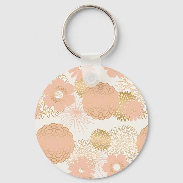 modern trends blush flower blooms key ring (Front)