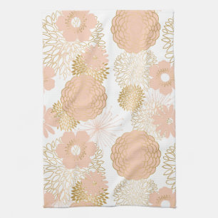 modern trends blush flower blooms tea towel