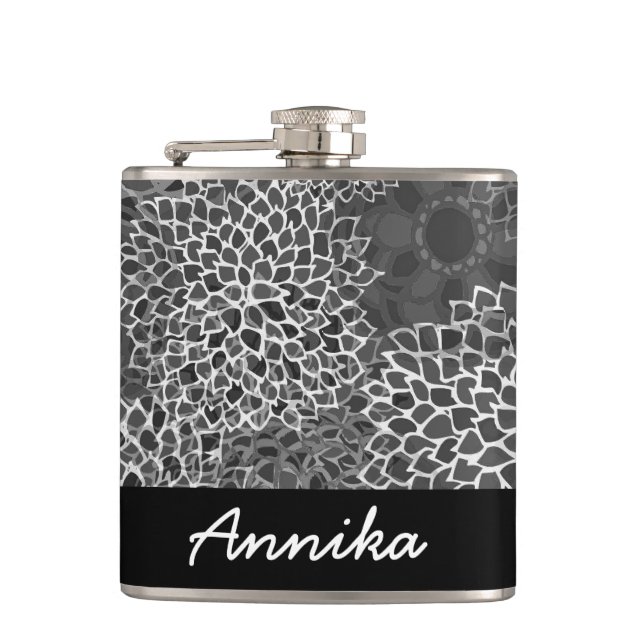 Modern Trends Floral Personalised Hip Flask (Front)