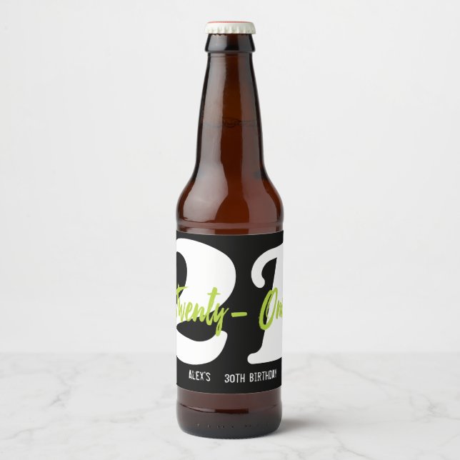 Modern, Trendy 21st Birthday Party Beer Bottle Label (Front)