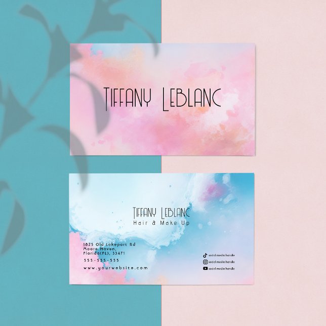 Modern Trendy Abstract Watercolor Business Cards (Creator Uploaded)