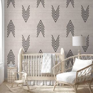 Modern Trendy African Mudcloth Beige Wallpaper