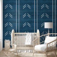 Modern Trendy African Mudcloth Dark Blue