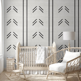 Modern Trendy African Mudcloth Off White Wallpaper